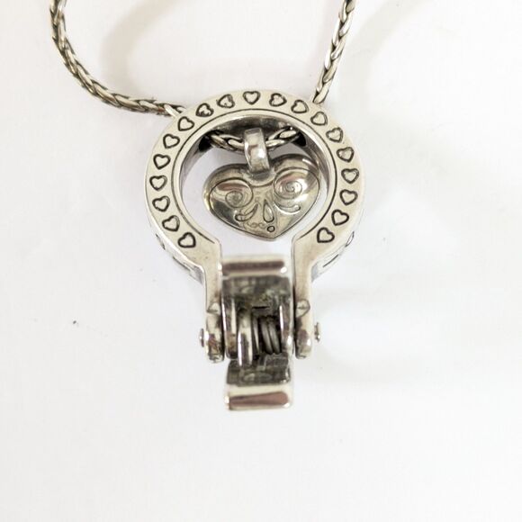 BRIGHTON Reversible Floating Heart ID Lanyard Badge Holder Swarovski Snake Chain - Picture 7 of 10